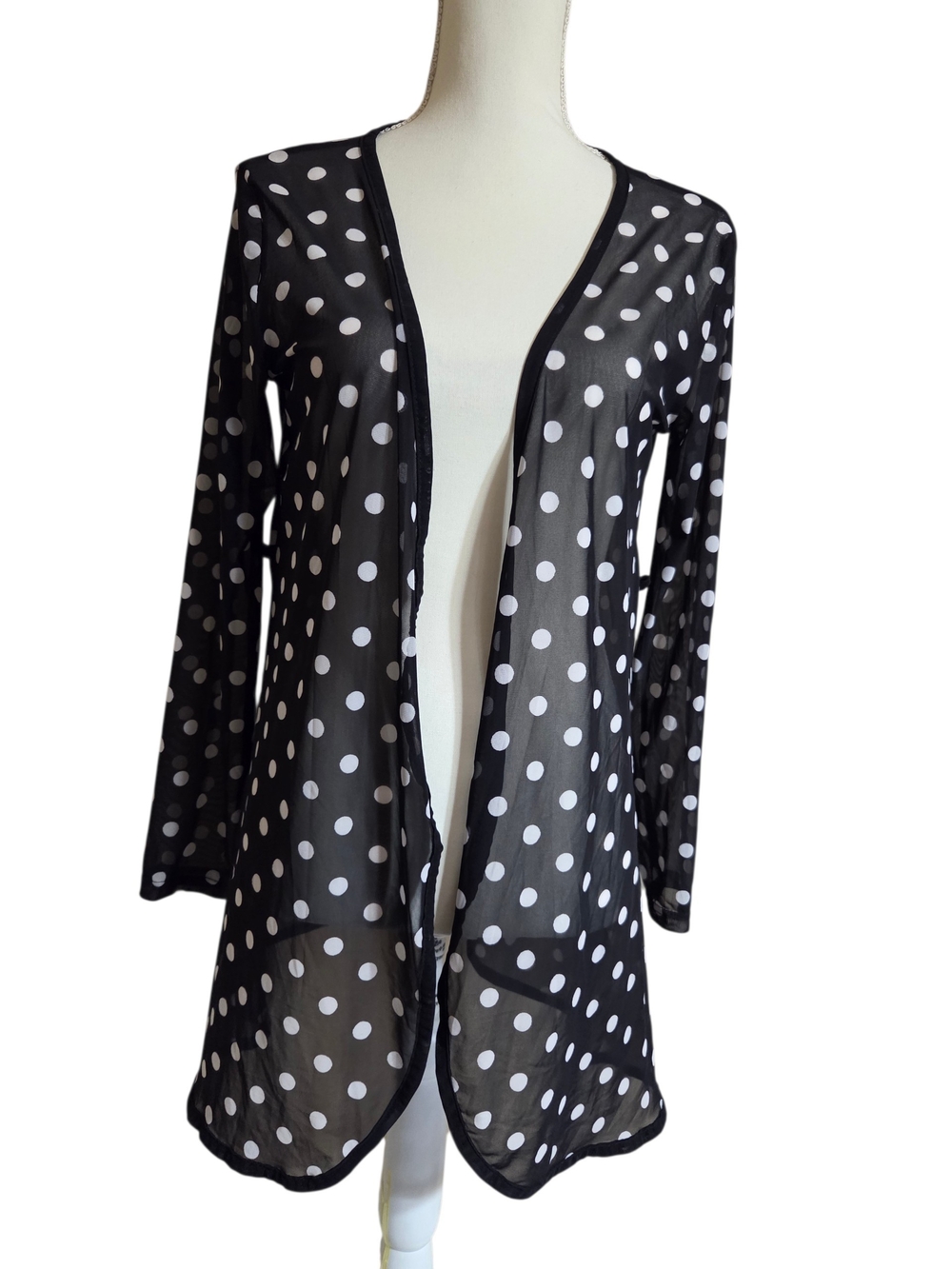 Black & White Polka Dot Sheer Cardigan